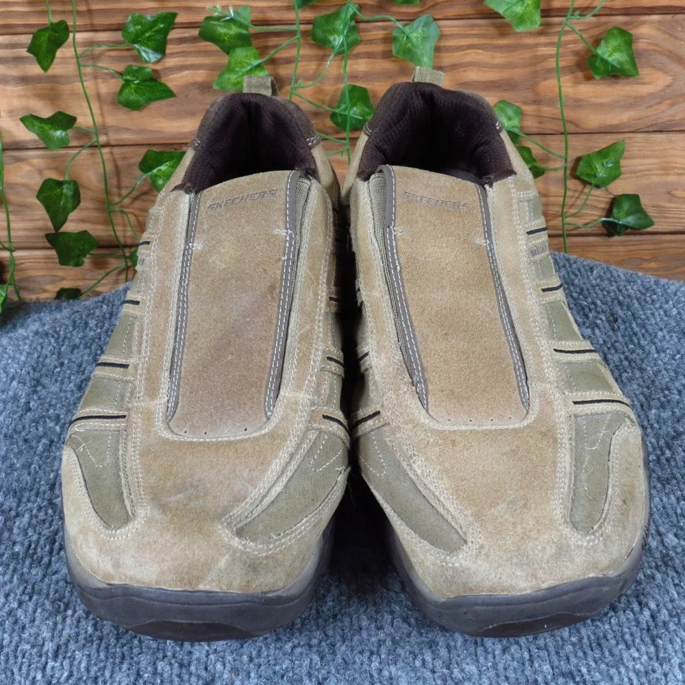 Skechers Mens Slip-On Walking Shoes Size 13 Brown Suede Leather Comfort‎ Casual